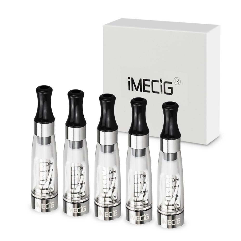 IMECIG 5 Pack CE4 Transparent Clear Vapor Atomizer/Atomiser, E Cig Clearomiser/Clearomizer, fits ego MT3/CE4/CE5/CE6 battery of E Cigarette, No Nicotine