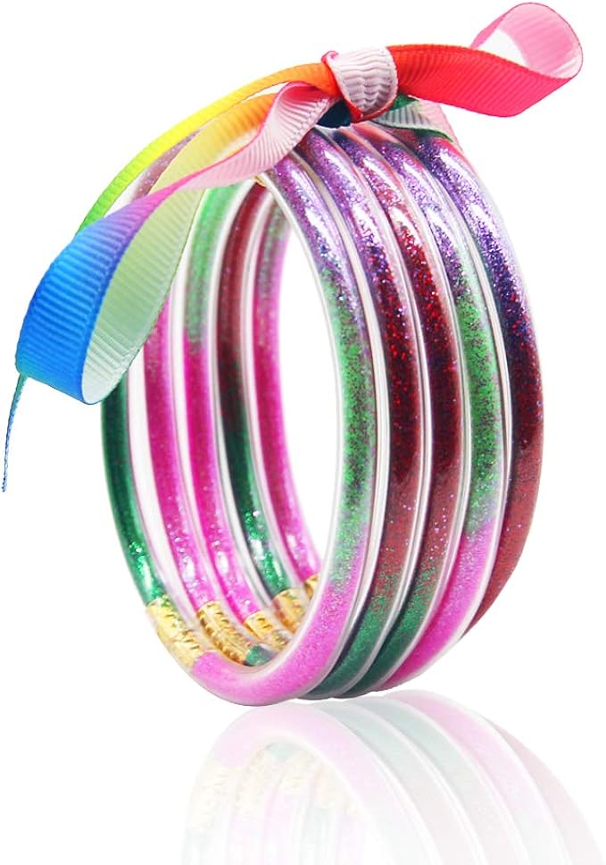 Glitter Jelly Bangle Bracelet Set Gold Powder Lining Fashion Jewelry