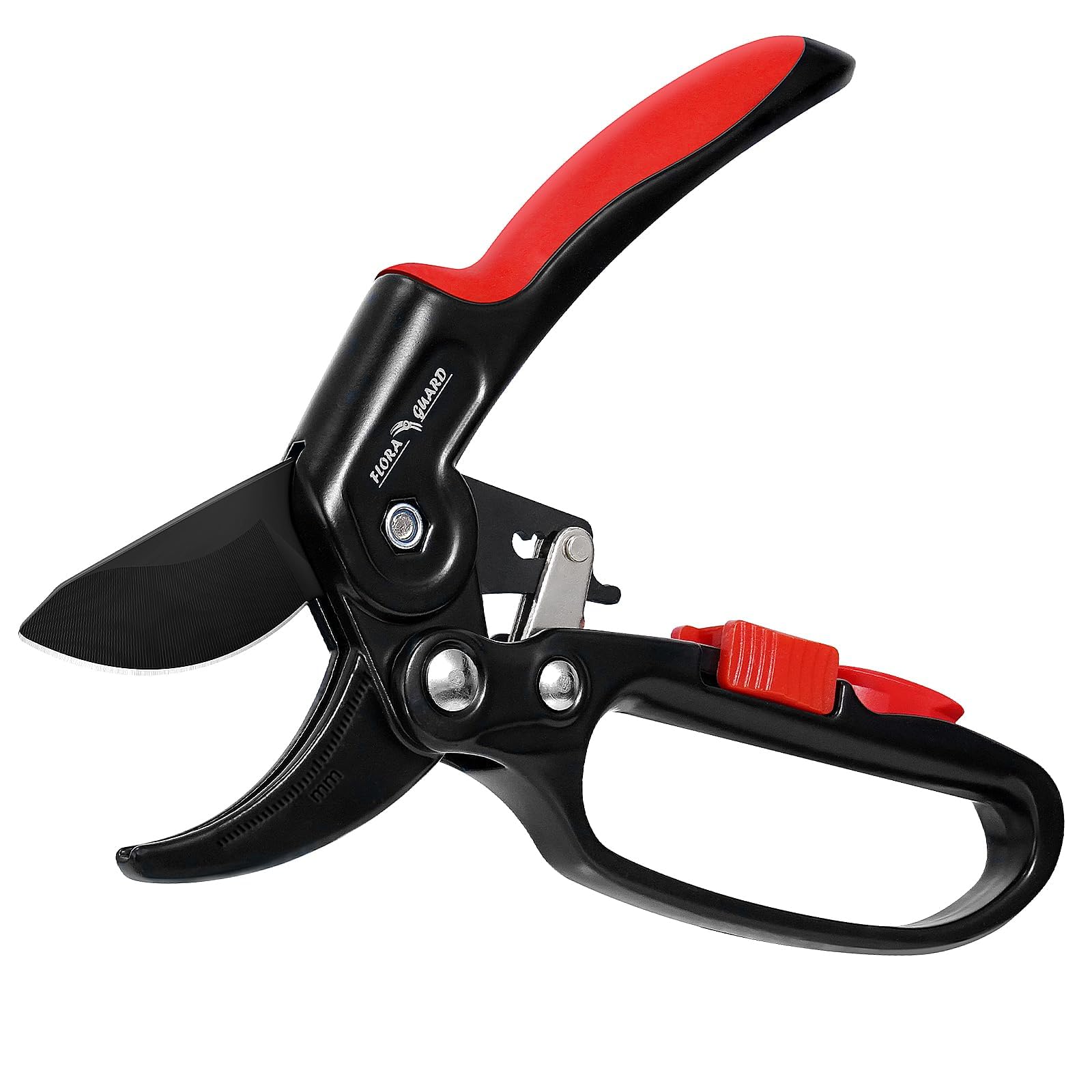 FLORA GUARD 8" Professional Ratchet Anvil Secateurs, Ratcheting Mechanism, Reinforced Design Handle, Gardening Secateurs, Anvil Garden Pruner