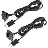 Reiso 2 Pack USB Charging Cable Wireless Charger for Xbox 360 Wireless Controller (Black)