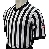 Smitty Men's V-Neck Basketball Referee Shirt with Black Side Panel & USA Flag
