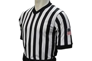 SMITTY OFFICIAL'S APPAREL Smitty Men's V-Neck Basketball Referee Shirt with Black Side Panel & USA Flag