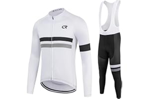 COCONUT ROPAMO CR Winter Men's Cycling Jersey Long Sleeves Thermal Fleece Bike Jersey + Bib Pants, Winter Cycling Kit Clothing Set for Men