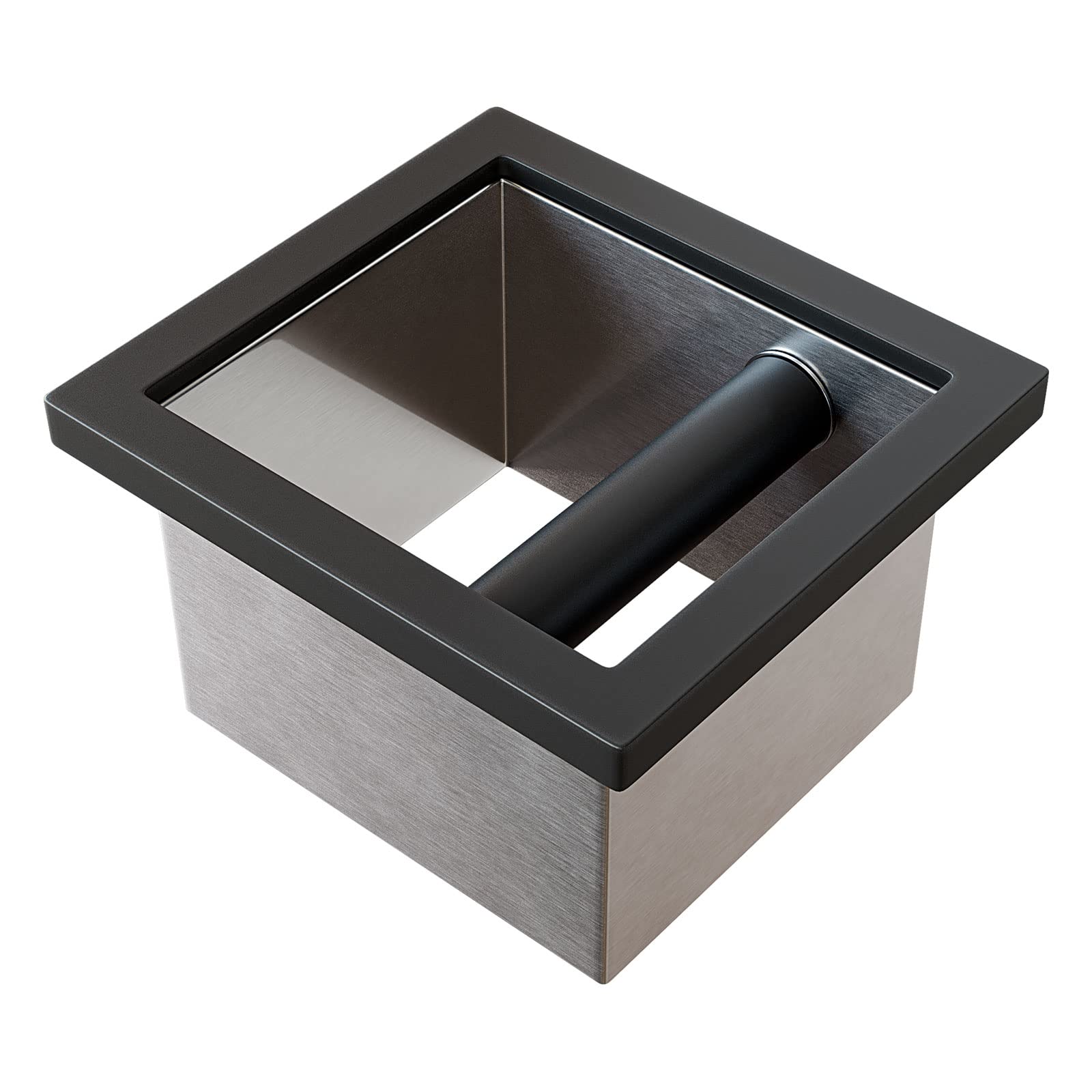 Photo 1 of SANTOW Bottomless Knock Box Chute, Open Bottom Knock Box Chute, Built-in Desktop Waste Bucket, 3.2L Stainless Steel Bottomless Knocking Residue Box for Home, Cafe, Restaurant and Hotel Use
