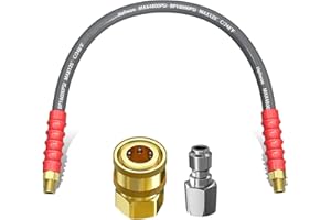 Heliwoo Pressure Washer 2FT 3/8'' Hose Reel Connector, Hot Water Jumper Hose with 3/8'' Quick Connect Adapter Set, Steel-Braided 4800 PSI