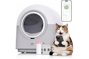 Automatic Litter Box Self Cleaning HHOLOVE with 360° Safety Sensors, Odor Control, Real-Time Health & Weight Monitor, Ultra-Quiet, 60L Large Capacity for Multiple Cats, with 1 Roll Liner, 2026 Version