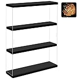 NONEMEY Clear Acrylic Display Case Stand with Wood