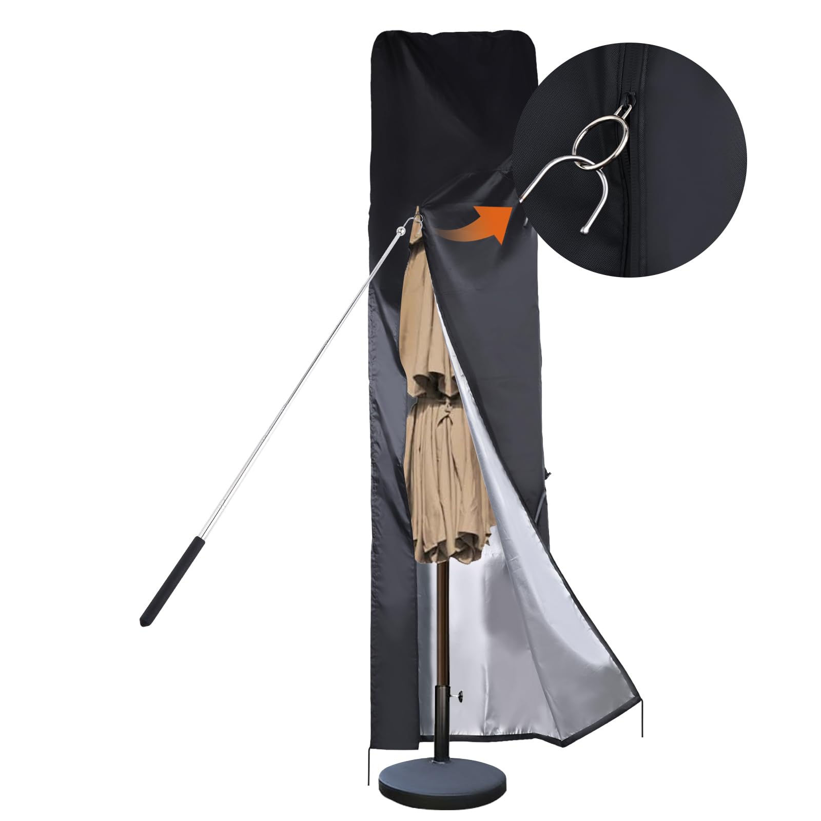 Large Parasol Cover for 270 cm/390 cm Cantilever/Offset Parasol/Large Market Umbrella,Garden Umbrella Covers Waterproof,Zipper,Top Vent,Hook Rod,Cantilever Patio Umbrella Cover (255 X 64/64/64 cm) โ image 1