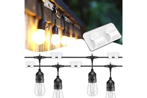 HETYUE Hooks for Outdoor String Lights Clips: 12 Pack Big Outdoor Light Clips Waterproof UV-Resistant - String Light Hooks Wall Clips Wire Holder for Indoor Outdoor Decoration Christmas Halloween Xmas