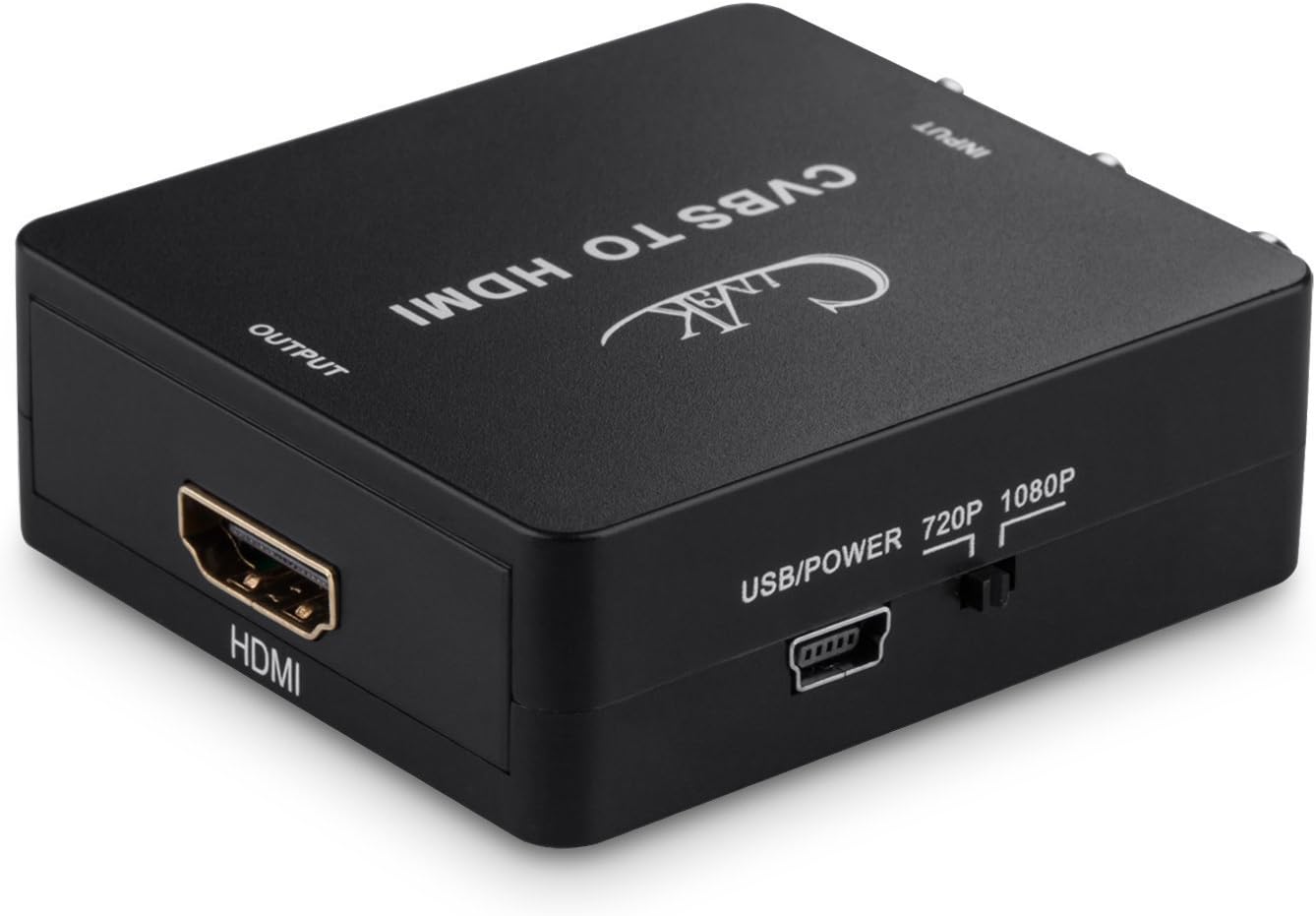 Cingk Mini Composite RCA CVBS AV to HDMI Converter (Input: AV; Output: HDMI) for VCR DVD 720P 1080P with High-Speed HDMI Cable