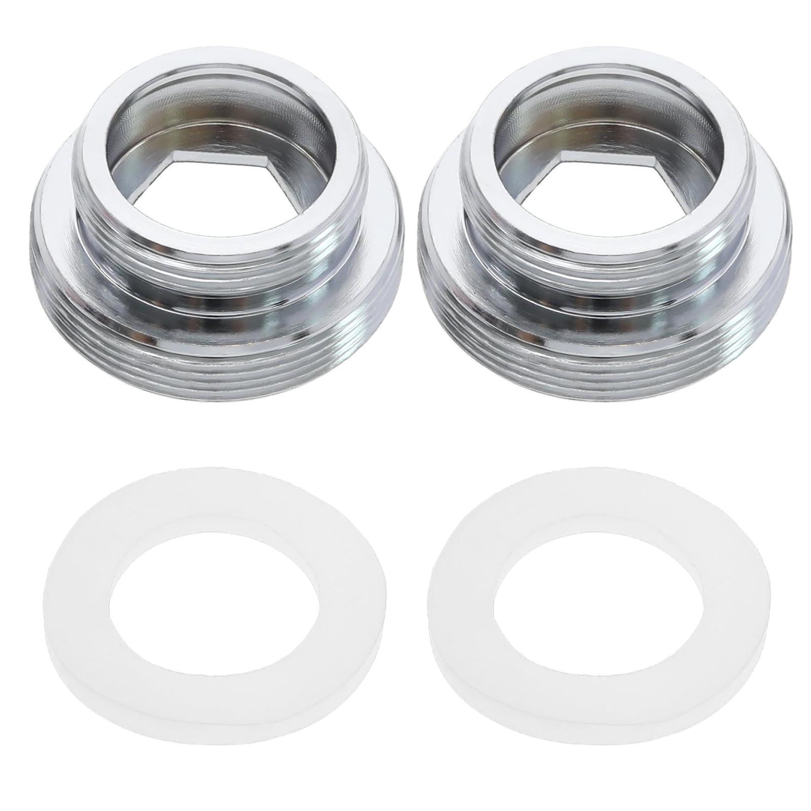 Create idea 2PCS M22 to M28 Adapters with Washers Male Thread Faucet Connector Tap Attachment Pipe Fitting Accessories Copper Silver