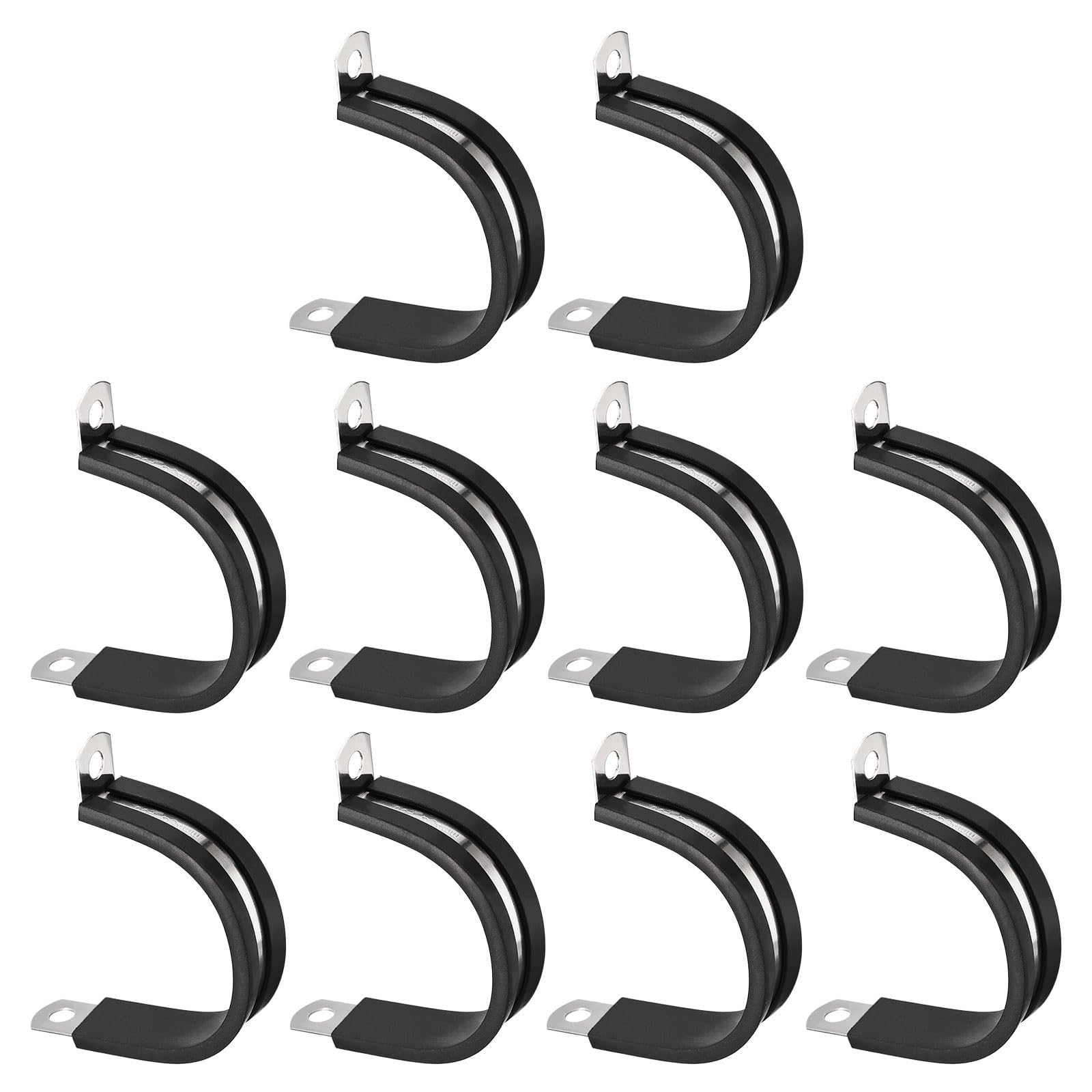 Unifizz 20Pcs 1-3/8 Inch(34mm) Cable Clamp, Rubber Cushioned Insulated Clamp 304 Stainless Steel R Shape Bracket Metal Hose Clamp Tube Holder for Pipe Wire Tube