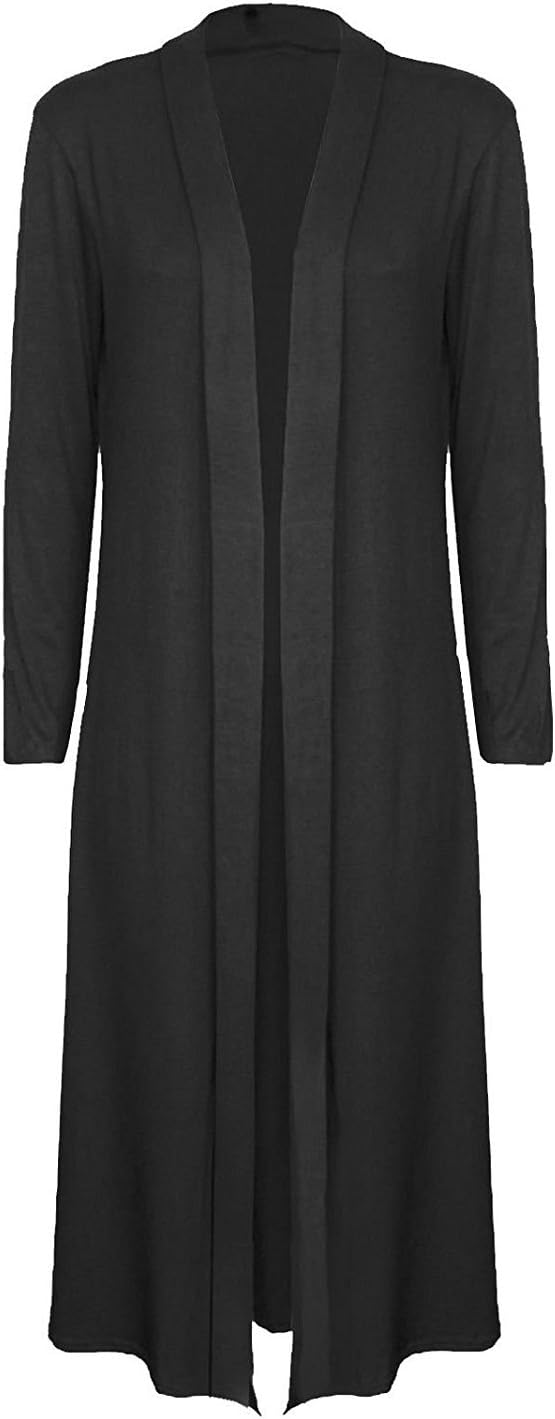 BLISSRETAIL Ladies Boyfriend Long Sleeve Length Maxi Cardigans Women Open Top (XXX-Large.Black Long Sleeves)