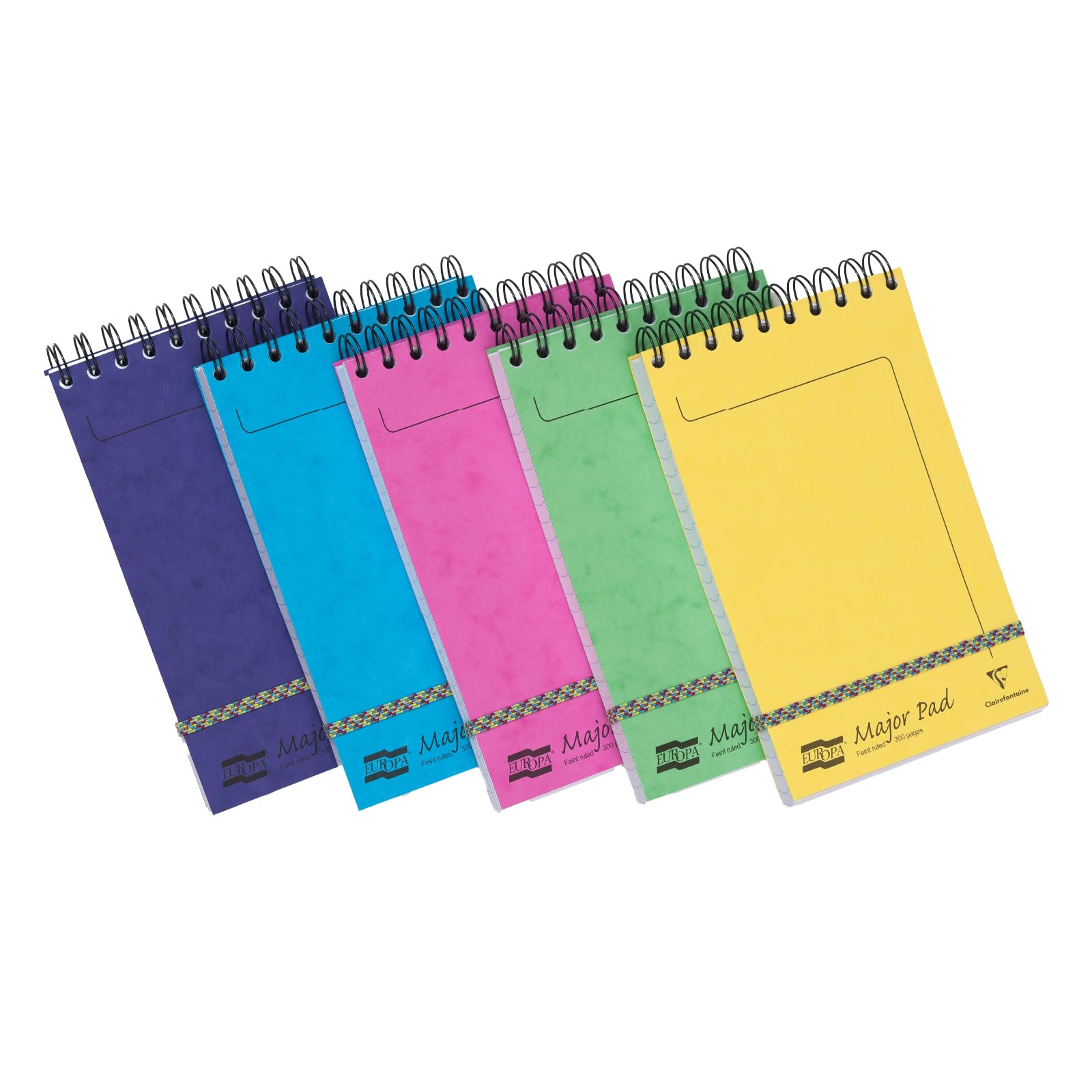 Clairefontaine 3152Z - Set of 10 Major Pad Europa Spiral Notepads - 12.7x20.7 cm - 300 Lined Pages - 90 g White Paper - Glossy Card Covers - Random Colours — image 1