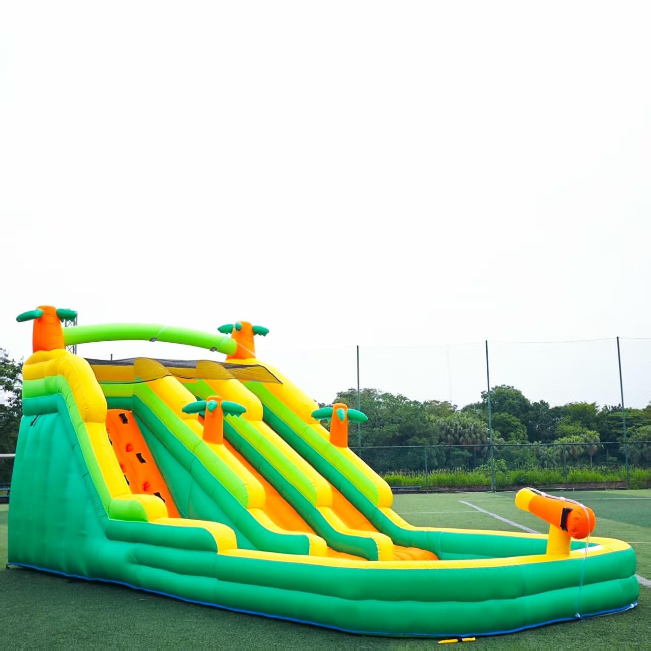 Photo 1 of 20FT Oxford Inflatable Water Slide Waterslides for Kids and Adults Rainforest Style Water Slide Bounce House and Swimming Pool Wet Dry Use Summer Fun Water Park for Outdoor-Including Blower