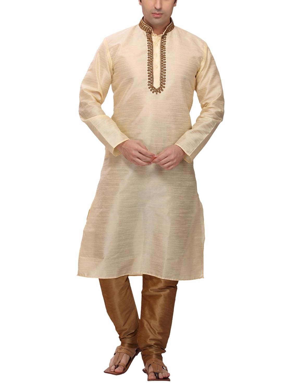 rg designers d4076lightgoldkurta self design kurta