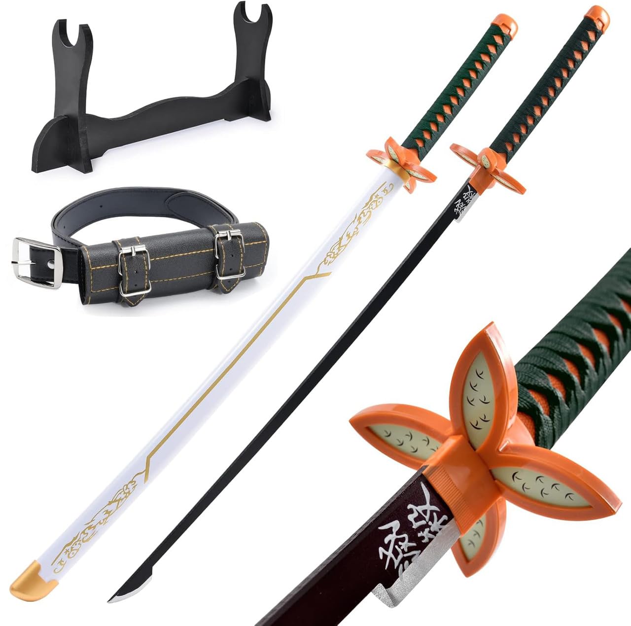 Udekit Japanese Anime Ninja Wooden Sword Kitetsu,Shusui,Wado Ichimonji,Tanjiro Katana-104cm,with Katana Belt and Katana Holder,for Cosplay Props Toys