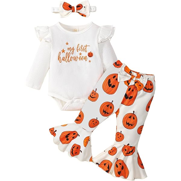 thumbnail image 2 of Baby Girl Romper Baby Girl Halloween Outfit - Pumpkin Onesie & Headband Set For Newborn To 6 Months Pumpkin Onesie Newborn Halloween Costume 2 of 9