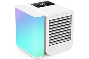 LOIOSU Portable Air Conditioner Cooling Fan: Evaporative Mini Air Cooler with 𝟳 𝗖𝗼𝗹𝗼𝗿𝘀 - USB Personal Air Cooler Desktop Ac Unit for Room Office Home (Cloud White)