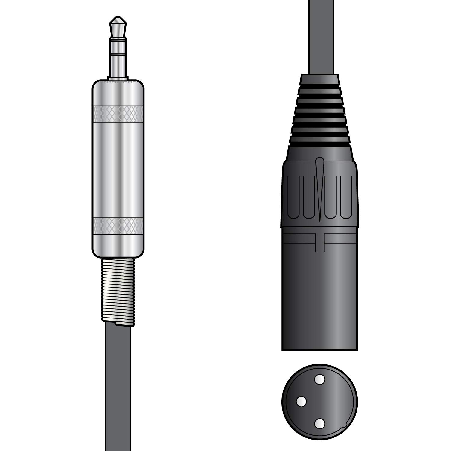 Citronic Classic Audio Lead 3.5mm TRS Jack to XLR Male Balanced Audio Cable for Studio DJ and Live Sound 0.5 Metre Black