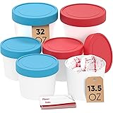 StarPack Ice Cream Containers for Homemade Ice Cream (6 Pcs) - Reusable Ice Cream Containers With Lids - Ice Cream Storage Co