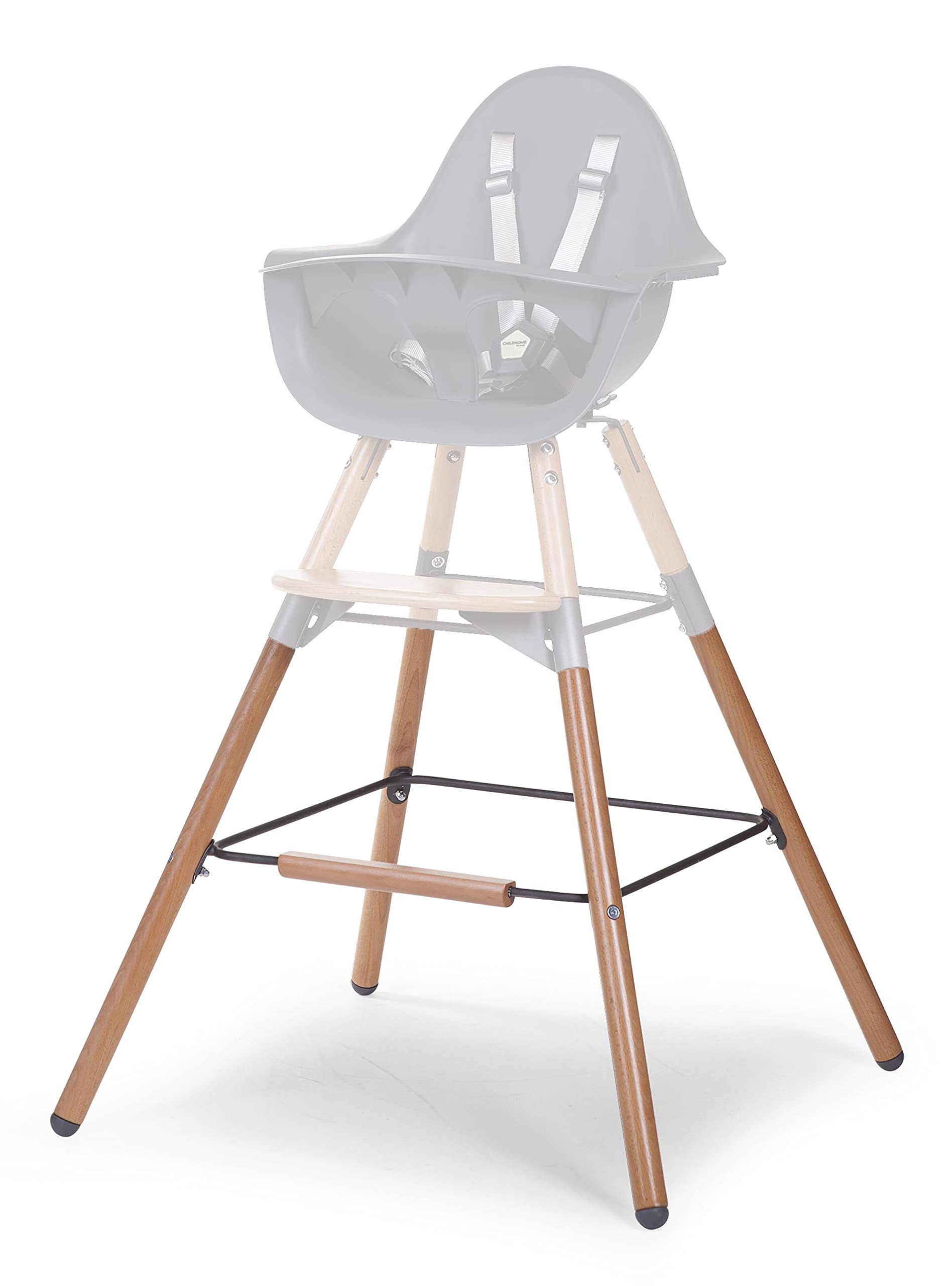 BEABA, Extra Long Leg Set for Evolu 2 Baby High Chair, adapts to a 90cm high kitchen island or bar, Footrest, Beechwood, Easy to assemble, Colour Charcoal