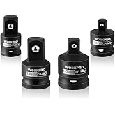 WORKPRO 4-Piece Impact Socket Adapter and Reducer Set, CR-MO Steel | 1/4",3/8",1/2" Drive, Impact Wrench Conversion Kit, Impact Grade
