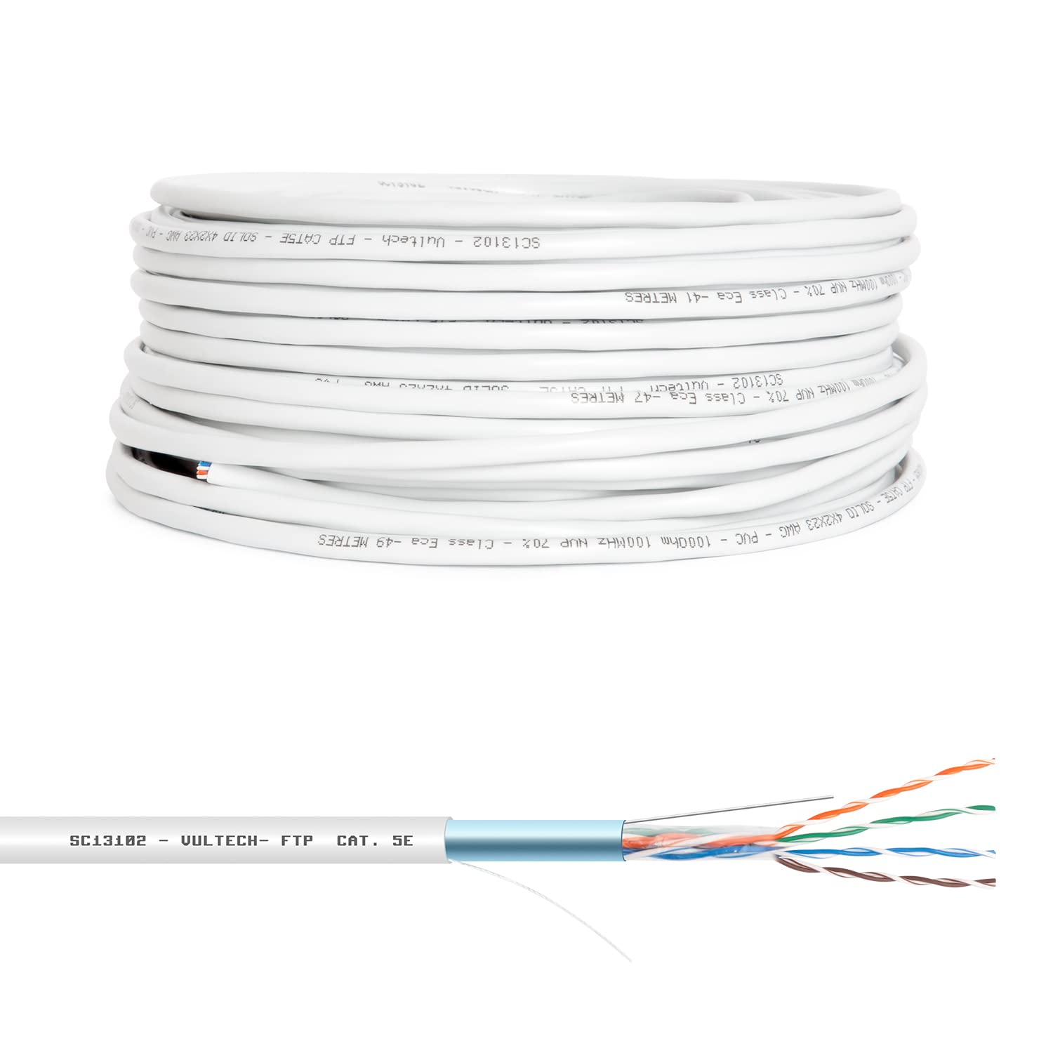 Vultech SC13102-100 LAN Category 5e FTP 100 Meters 23AWG Ethernet Network Coil 100 m Cat5e