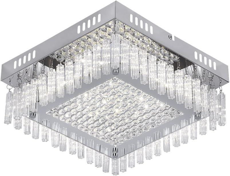Flush Mount Ceiling Light Ceiling Lamp Dimmable LED Modern K9 Crystal Raindrop Bar Chandelier Lighting 1320 Lumens for Kitchen Hallway Diningroom Bedroom W11 H4.3''