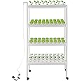 Hydroponics Growing System with Wheels, 108 Sites 12 Pipes, 4 Layers Indoor Planting Kit Gardening System Grow Kit with Water Pump, Timer, Baskets, Hammer for Fruits, Vegetables