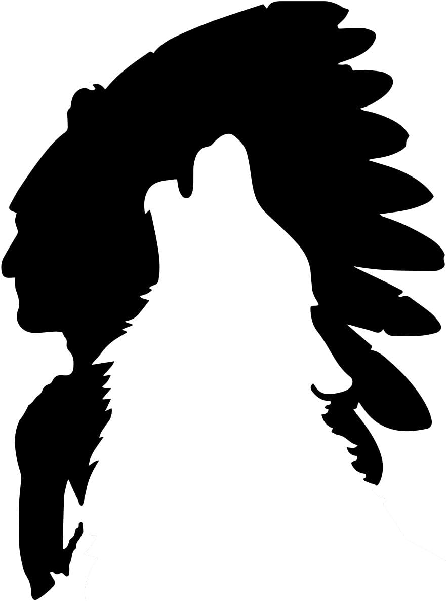 Bargain Max Decals Indian Chief Wolf Silhouette Decal Notebook Car Laptop 5.5" (Black)