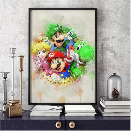 nr Super Mario Bros Kinderzimmer Dekor Anime Spiel Wandkunst Leinwand