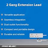 PRO ELEC PELB1912 2 Gang Extension Lead 1m White view 4