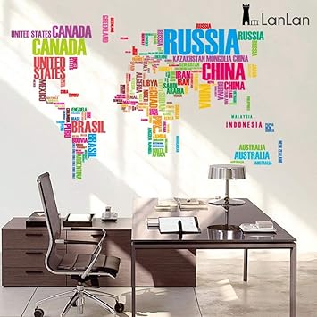 Buy Zehui Wall Stickers English Words World Map Classroom Home