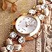 Top Plaza Fashion Womens Girls Crystal Accented Flower Design Rose Gold Metal Luxury Bracelet Watch (Rose Gold Flower Rhinestone)