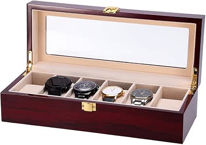 Caja para Relojes de Madera Estuche para Relojes y joyeros (6): Amazon.es: Relojes