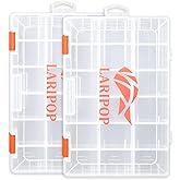 LARIPOP Fishing Tackle Box Set with Adjustable Dividers, Transparent Organizer Tray, Plastic Tool Box, Bait Separator -Angler's equipment lure box - 2 Packs Tackle Trays - Parts Box