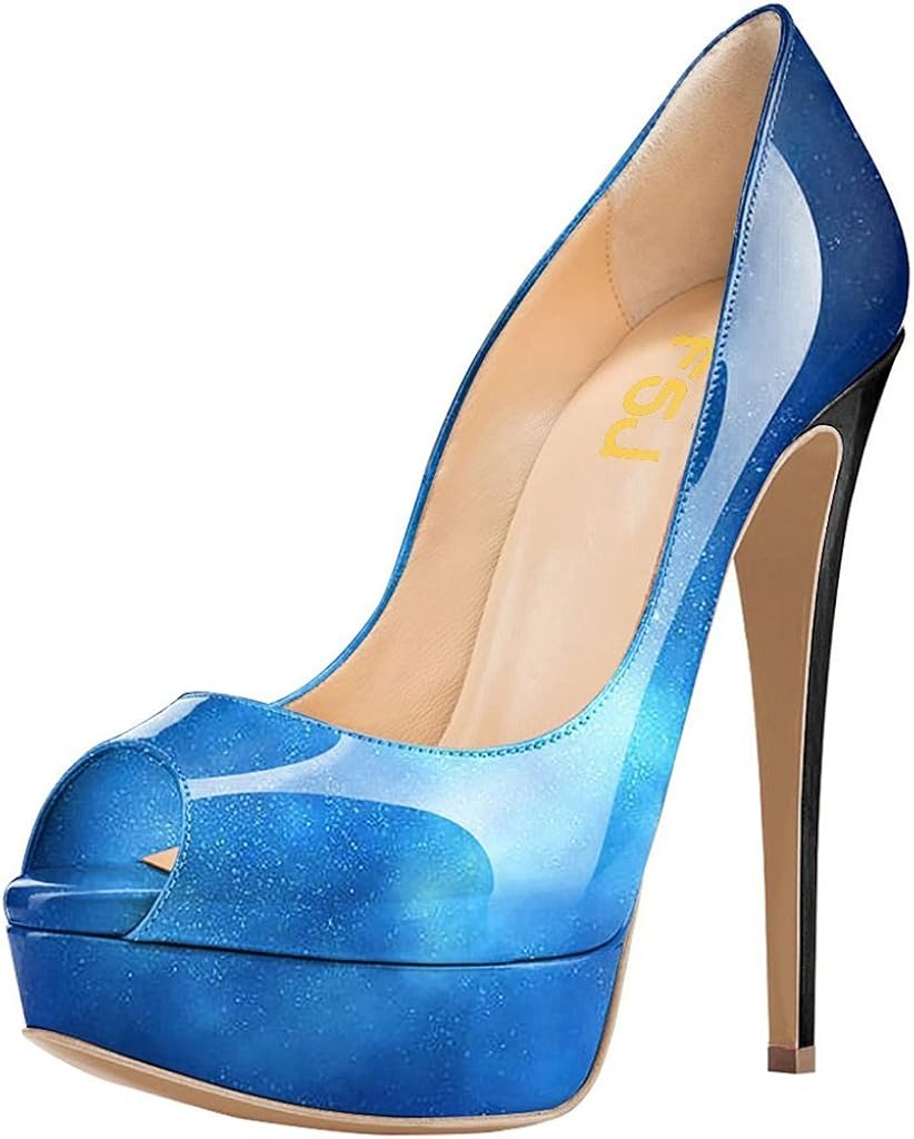 Amazon.com | FSJ Women Gorgeous Evening Party Shoes with High Heels Peep Toe Platform Shoes Size 