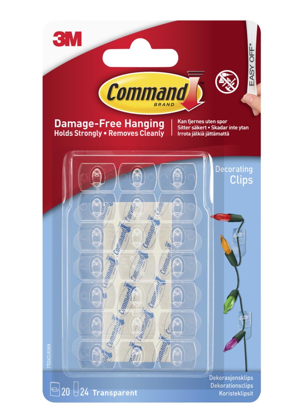 Command 17026CLR-ES Decorating Clips, Clear, 20-Clips