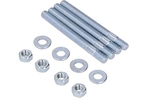 Car Carburetor Studs Set, 3.5 Inch Car Intake Manifold Carburetor Studs Metal Carb Mounting Stud Kit with Spacers Nuts for 5/
