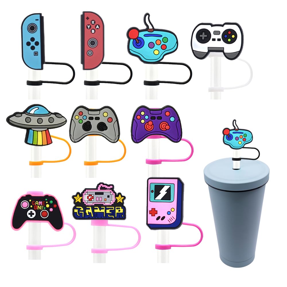 Photo 1 of 10Pcs 7-8mm Straw Tips Covers for Stanley Cup with Handle, Reusable Games Cute Hot Pink Straw Covers Cap for 30oz 40oz Tumbler, Dust Proof Plugs Straw Tips Party Favors