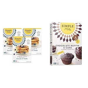 Simple Mills Almond Flour Pancake Mix & Waffle Mix, Gluten Free, Made with whole foods, 3 Count & Almond Flour Baking Mix, Gluten Free Chocolate Cake Mix, Muffin pan ready, Made with whole foods