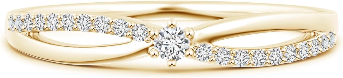April Birthstone-Lab Grown Diamond Split Shank Promise Ring in 14k Solid Gold (0.14 ctw, H Color & SI2 Clarity)