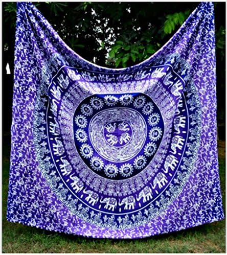 Singyico Indian Elephant Tapestry, Hippie Tapestries, Tapestry Wall Hanging, Indian Black &amp; White Tapestry , Bohemian Dorm Decor Mandala Tapestries (210150CM（8360inch）, E-Purple)