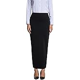 Hauni Women's Skirt Basic Pencil Skirts Stretch High Waist Below Knee Bodycon for Business Casual Work Office Autumn Outfit