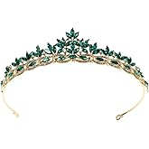 Didiseaon Leaves Crown Tiara Rhinestone Headband Hair Band Elegant Headdress for Women Bridal Girls Wedding Hair Accessories (Green)