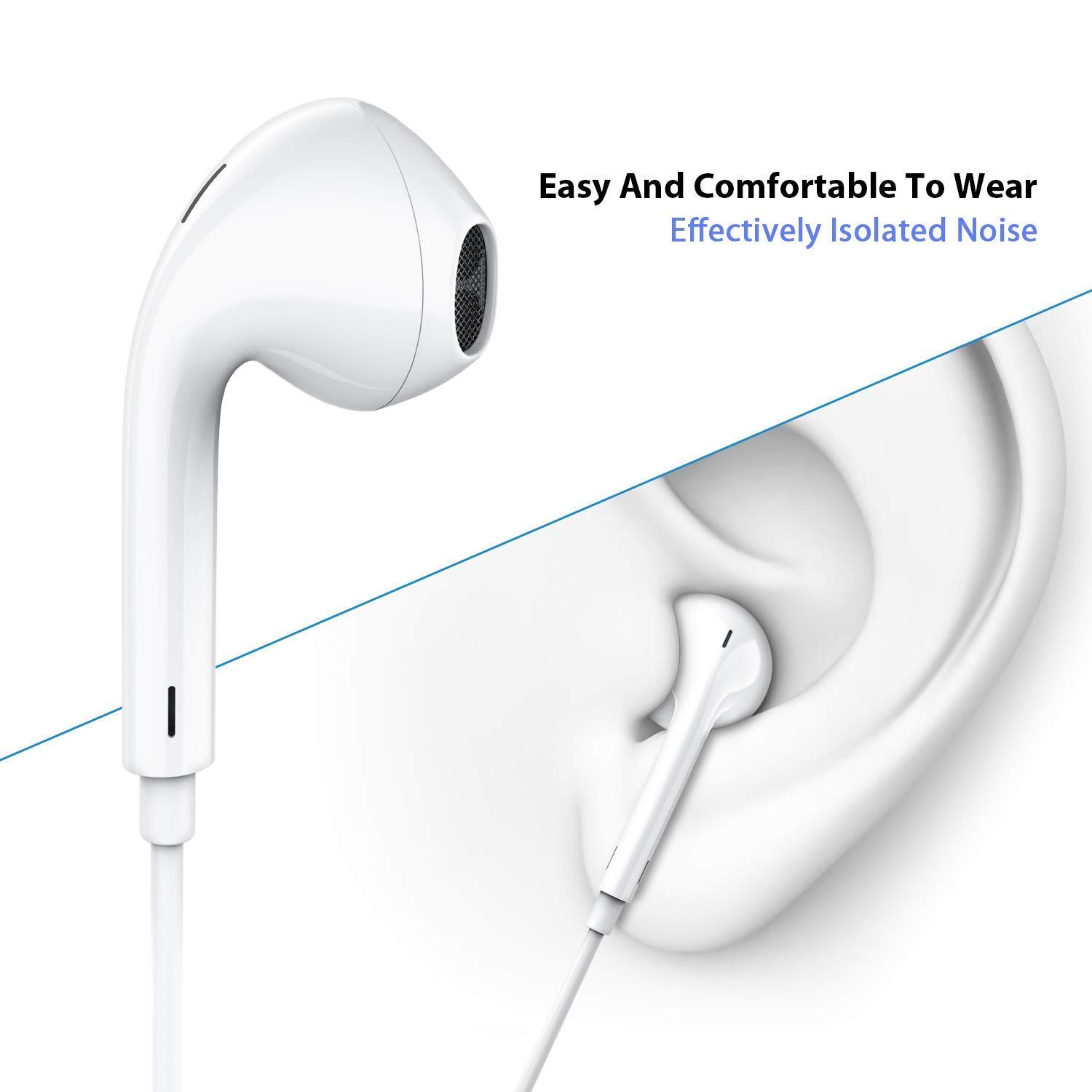 2 Pack Earbuds Headphones 3.5mm Earphones with Mic,Android Earphone Noise Isolating with Volume Control