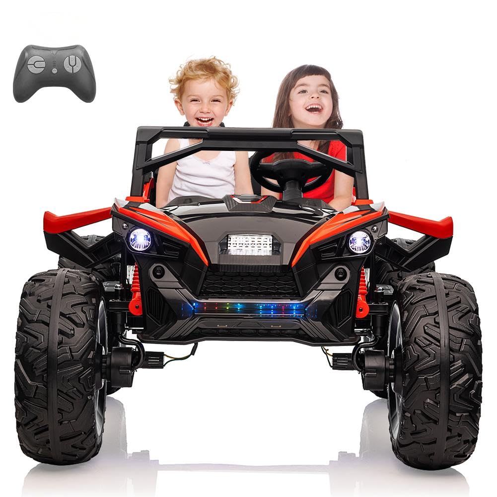 Photo 1 of *UNABLE TO FULLY TEST// MISSING PARTS** 24V 2 Seaters Kids Ride on UTV with Remote Control, 10Ah Battery, 17" Extra Large EVA Wheels & 20.5“ Wide Seat for Big Kids, 4WD Electric Vehicle Car, Full-Metal Suspension,Music,LED Lights, Red