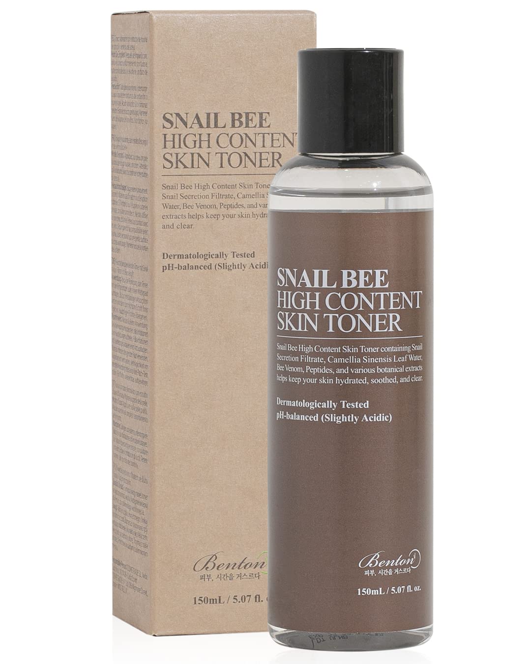BENTON Snail Bee High Content Skin Toner 150ml (5.07 fl. oz.) - Snail Secretion Filtrate & Green Tea Water Contained Moisturizing & Soothing Toner for Oily, Acne-Prone Skin, Dermatologically Tested