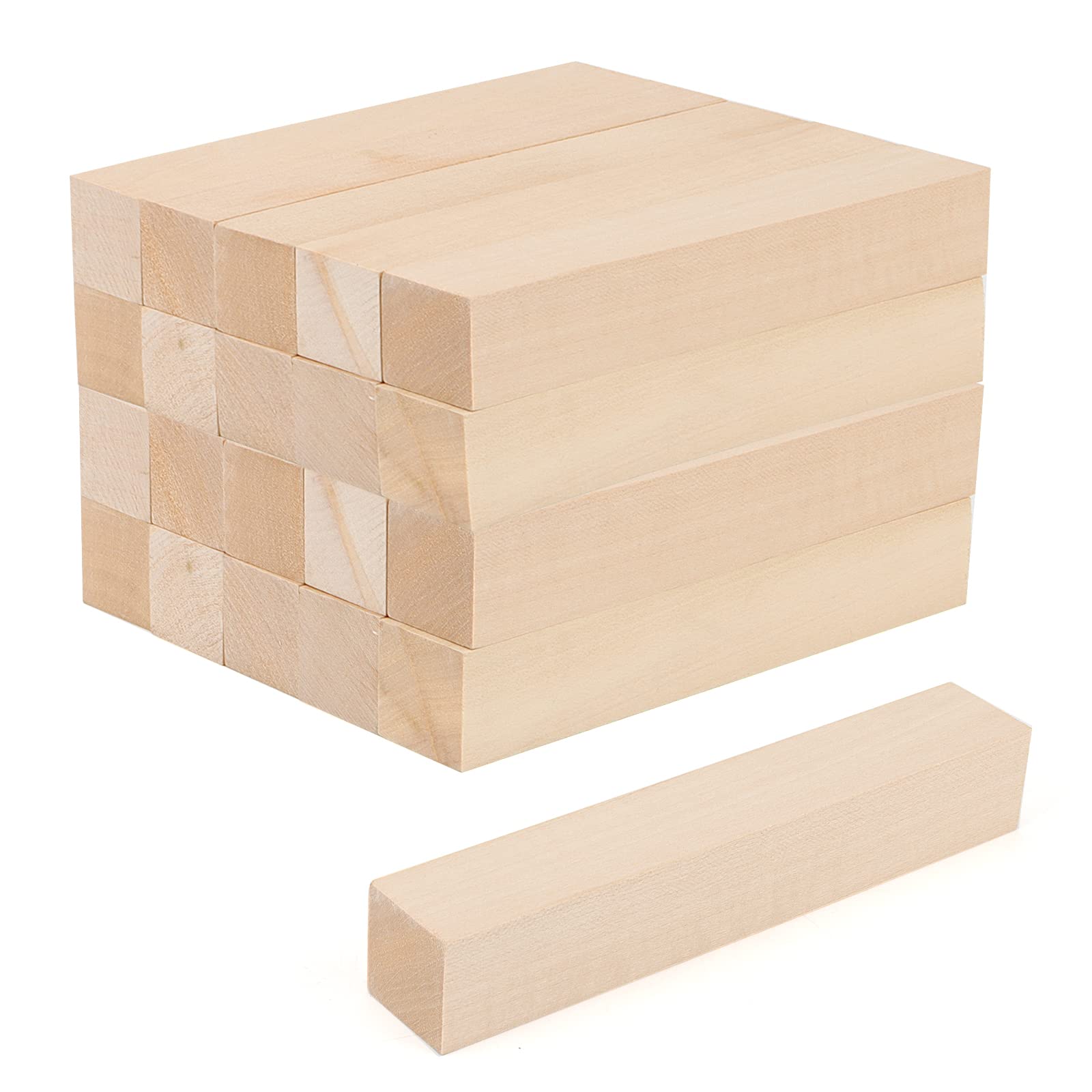 JAPCHET 20 PCS 6 x 1 x 1 Inch Basswood Carving Blocks, 15x2.5x2.5cm Natural Whittling Blocks Unfinished Basswood Blocks for Beginners Carving, Crafting and Whittling